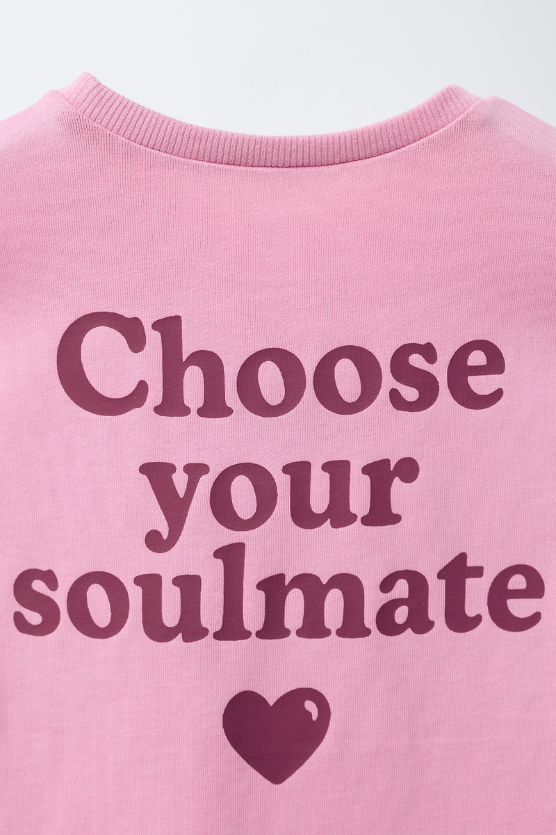 EMBROIDERED AND TEXT T-SHIRT