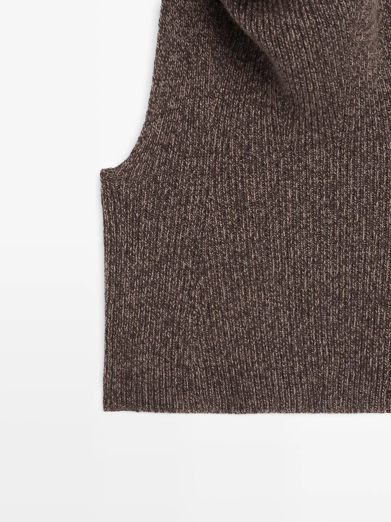 Top à encolure américaine en maille de laine et soie - LIMITED