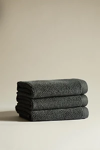 LOT DE 3 SERVIETTES DE TOILETTE EN COTON POINT DE RIZ