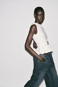 TOP PÉPLUM BOUCLE À