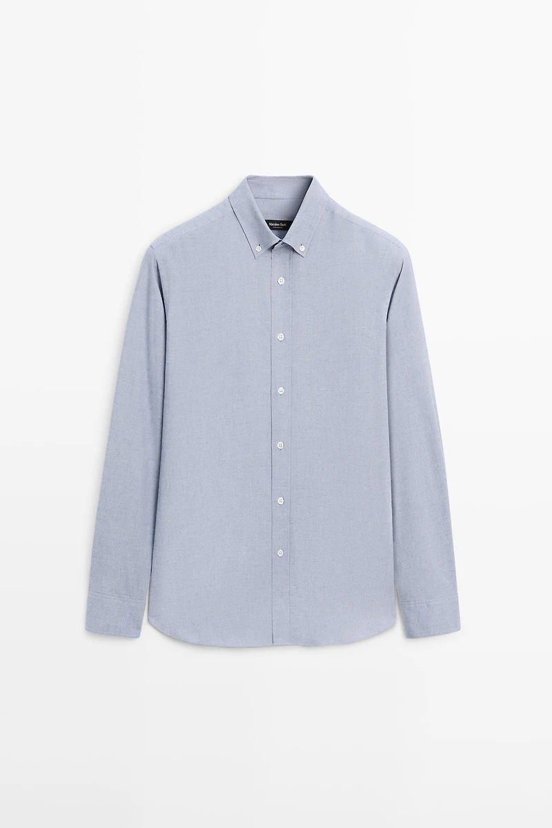 Regular-fit melange cotton shirt