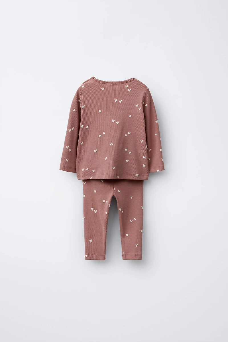 HEART RIB TOP AND LEGGINGS SET