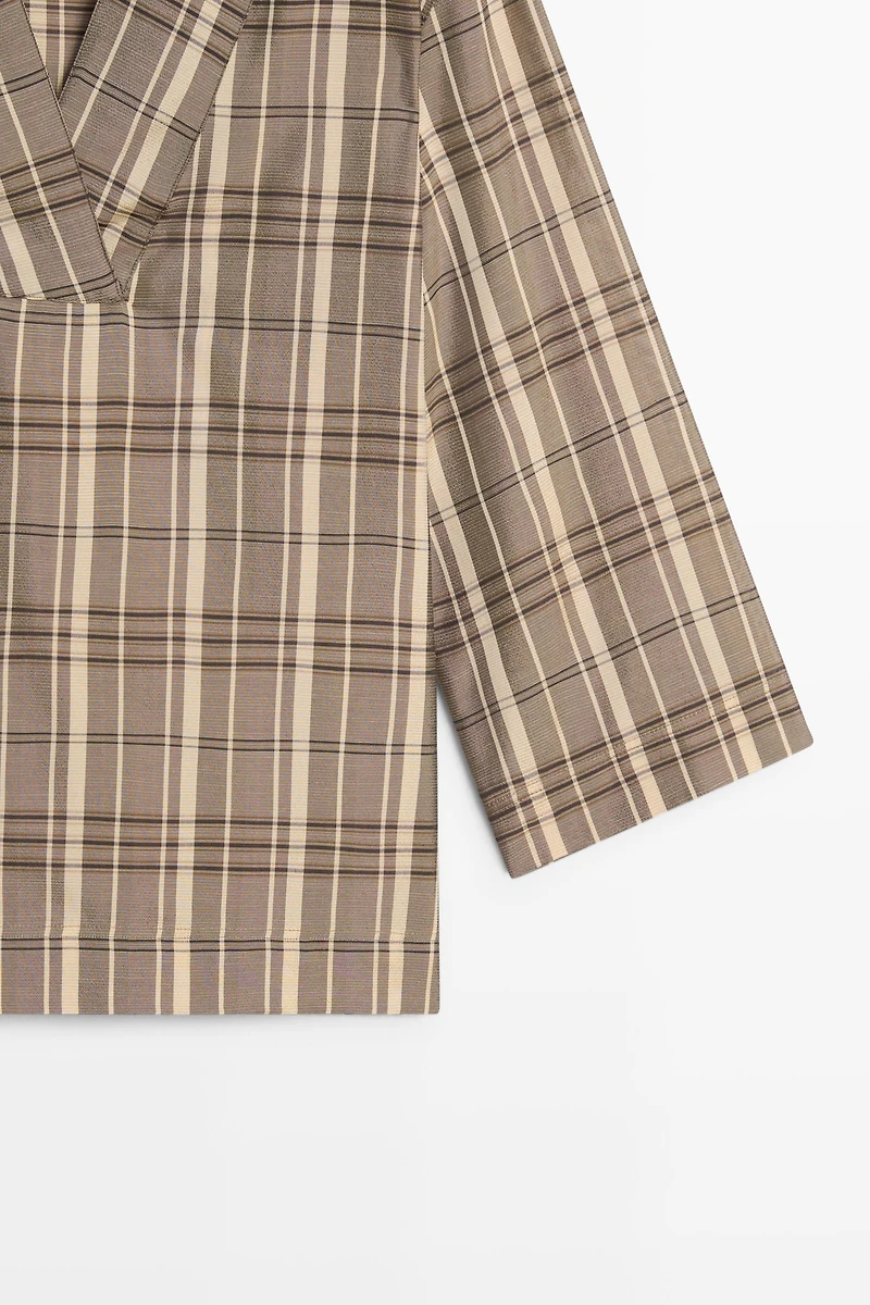 Oversize check polo shirt