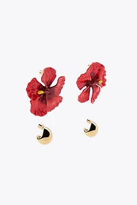 PACK OF FLOWER AND HOOP EARRINGS