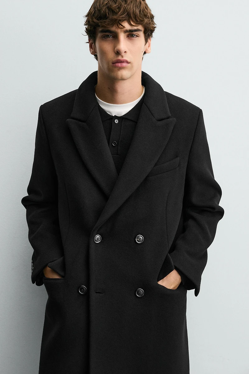 DOUBLE BREASTED MANTECO WOOL BLEND COAT ®