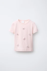 RIBBED JEWELED APPLIQUÉ SHIRT