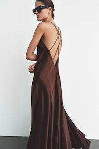VOLUMINOUS SATIN LONG DRESS