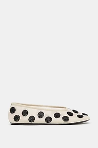 PRINTED BEADED BALLET FLATS