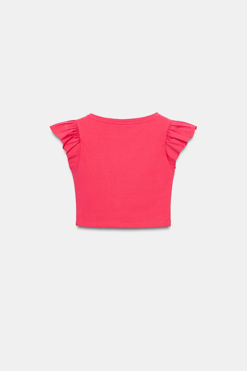 T-SHIRT MANCHES COURTES À VOLANTS