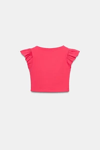 T-SHIRT MANCHES COURTES À VOLANTS