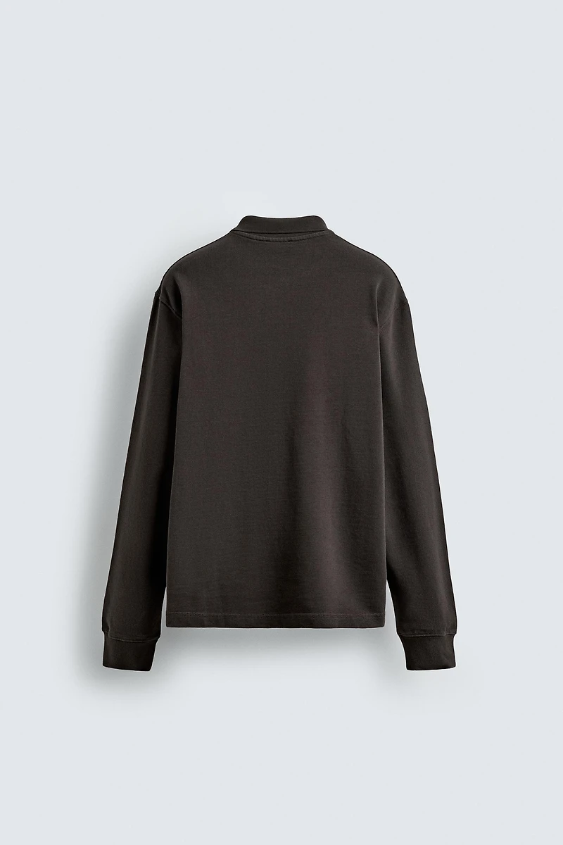 WASHED TEXTURED POLO SHIRT