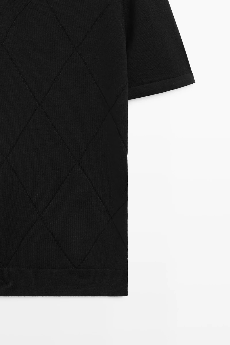 Argyle knit polo sweater