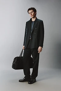 DOUBLE BREASTED WOOL BLEND SUIT JACKET