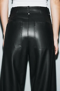 ZW COLLECTION FAUX LEATHER TAILORED WIDE LEG PANTS