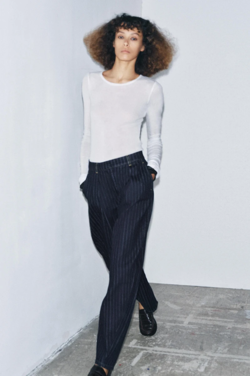 JEAN ZW COLLECTION BALLOON RAYURES TAILLE NORMALE