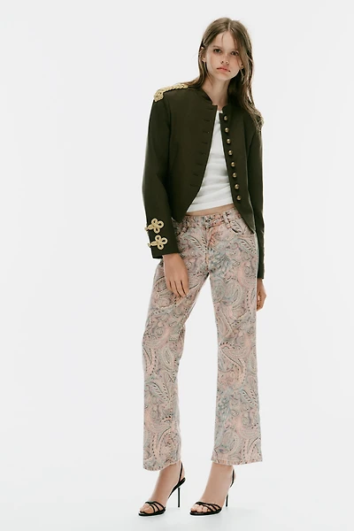 TRF LOW-RISE PAISLEY STRAIGHT JEANS
