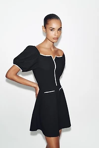 CONTRAST BOUCLE DRESS