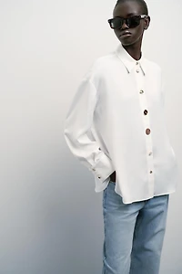 SATIN EFFECT SHIRT WITH MATCHING BUTTONS