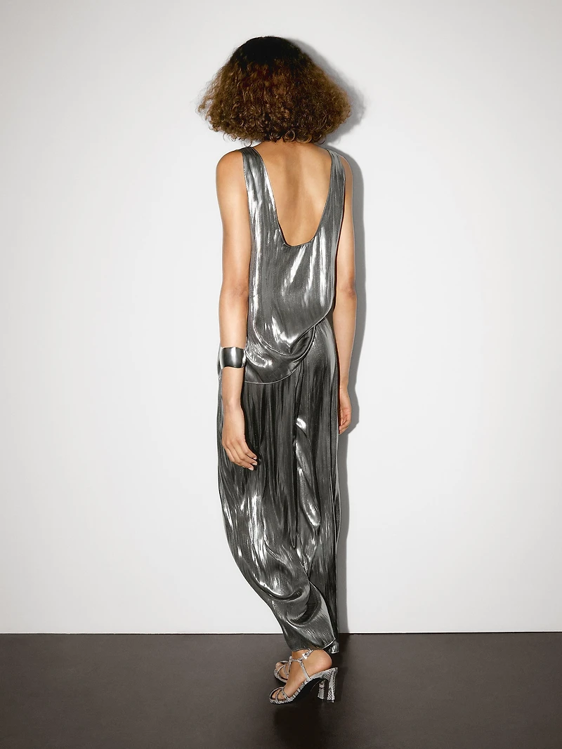 Flowing metallic strappy top
