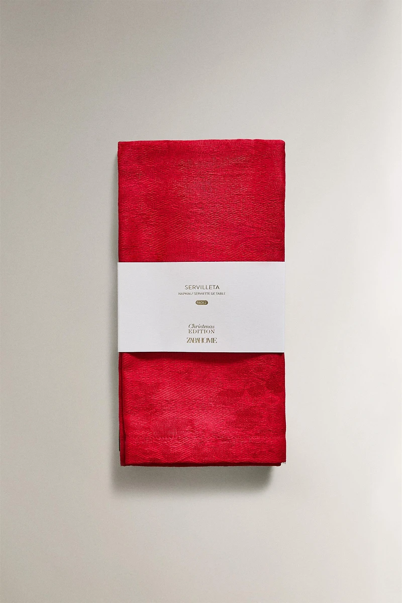 LOT DE SERVIETTES TABLE JACQUARD BRANCHES NOËL (LOT 2)