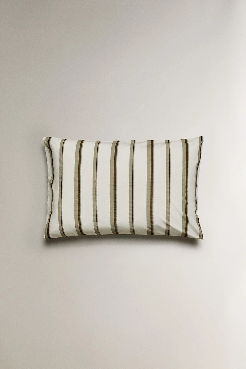 PERCALE COTTON PILLOWCASE WITH STRIPES (300 THREAD COUNT)