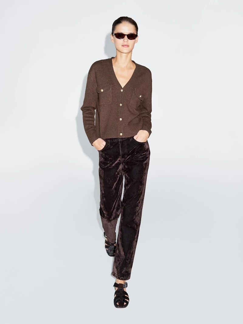 V-neck knit cardigan with gold buttons