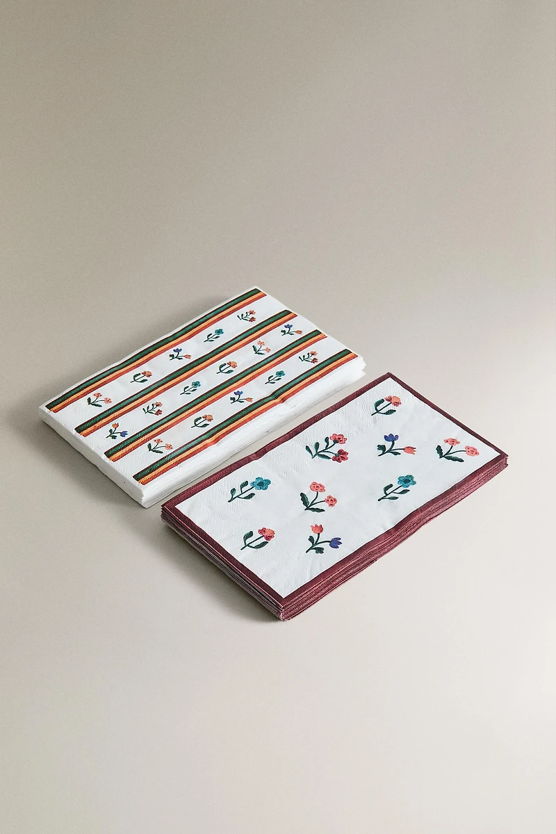 SET OF FLORAL PAPER NAPKINS (SET OF 15)