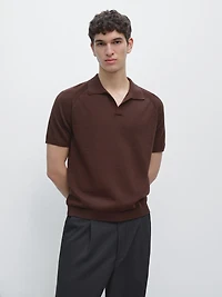 Short sleeve cotton knit polo shirt