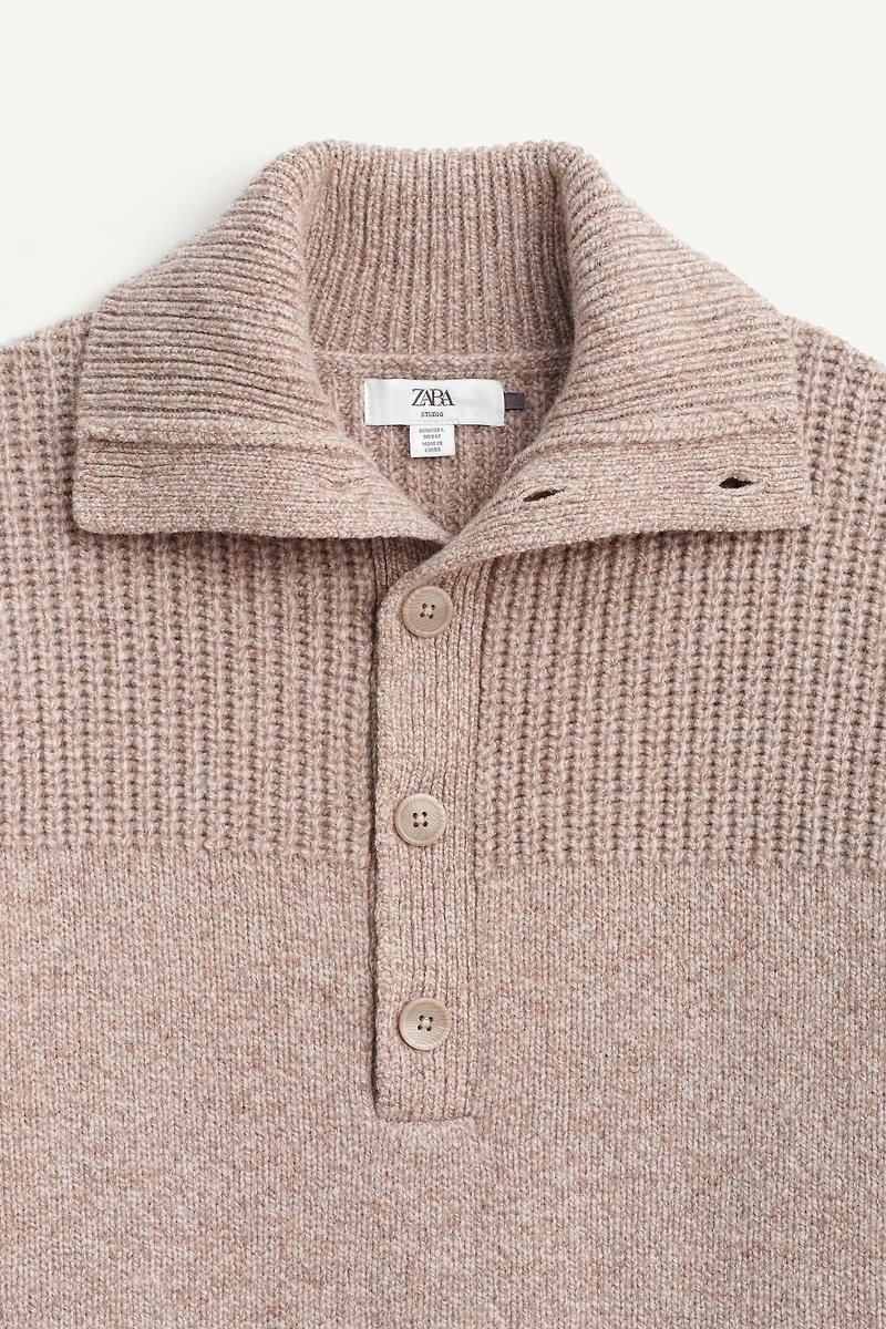 WOOL BUTTON-NECK SWEATER LIMITED EDITION