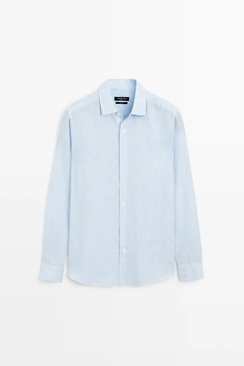 100% linen regular fit check shirt