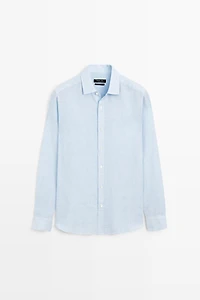100% linen regular fit check shirt
