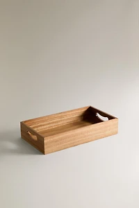 ACACIA WOOD TRAY WITH HANDLES