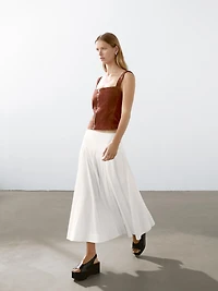 Suede leather top with zip