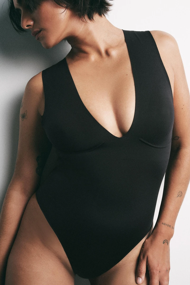 V-NECK POLYAMIDE BODYSUIT