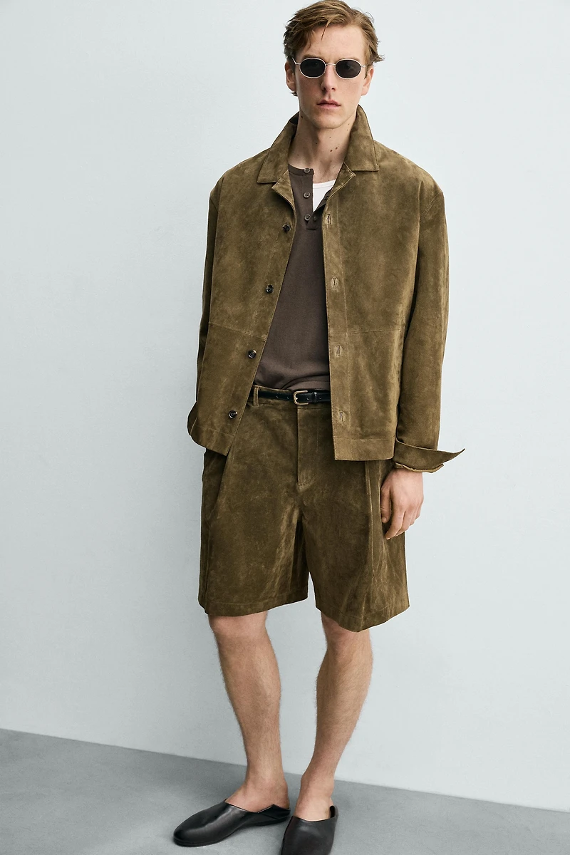 RELAXED FIT SUEDE SHORTS