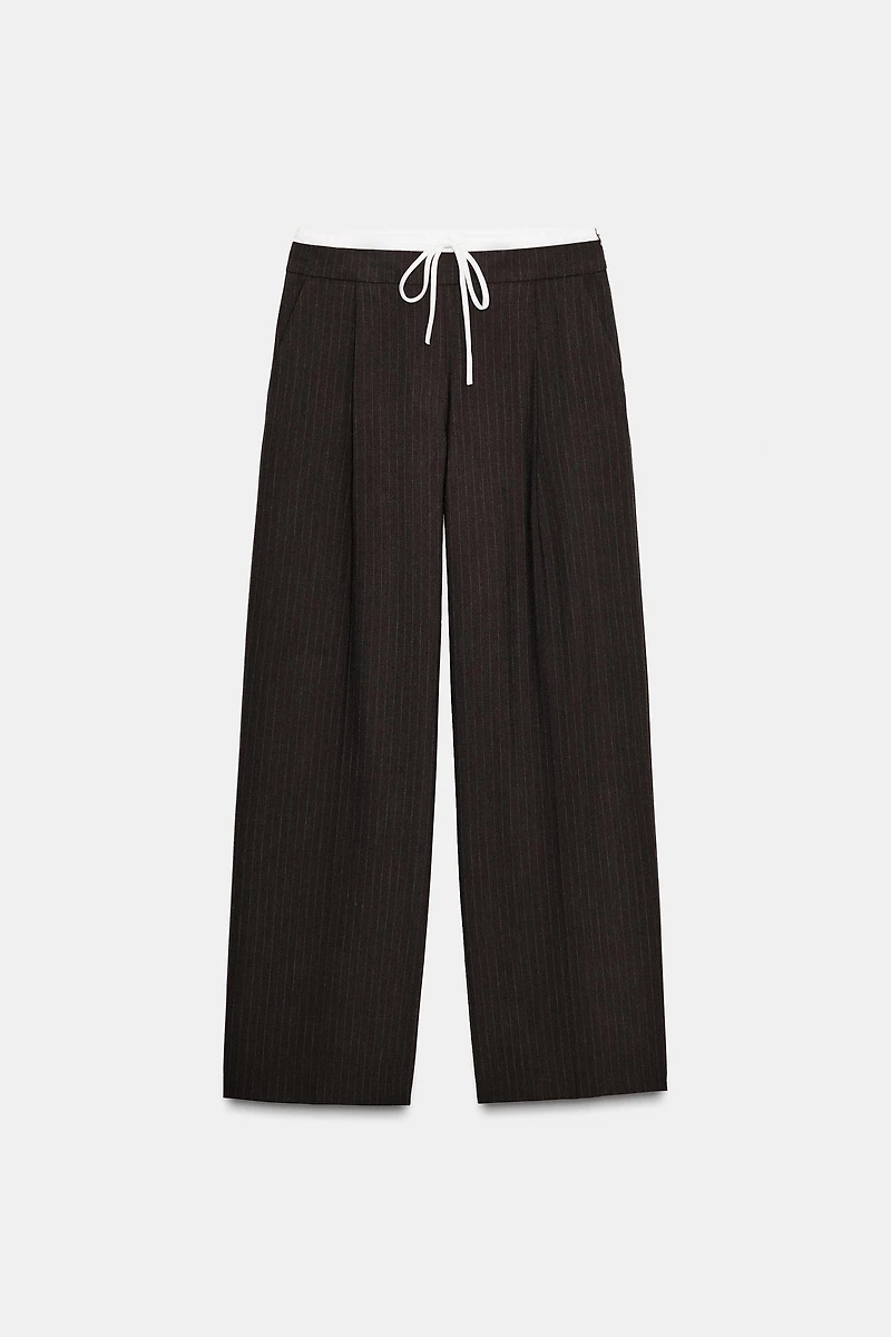 DOUBLE WAISTBAND WIDE-LEG PANTS
