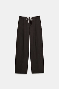 DOUBLE WAISTBAND WIDE-LEG PANTS