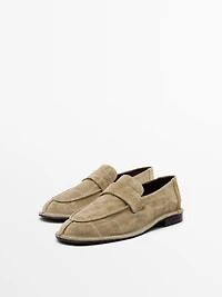 Soft split leather loafers