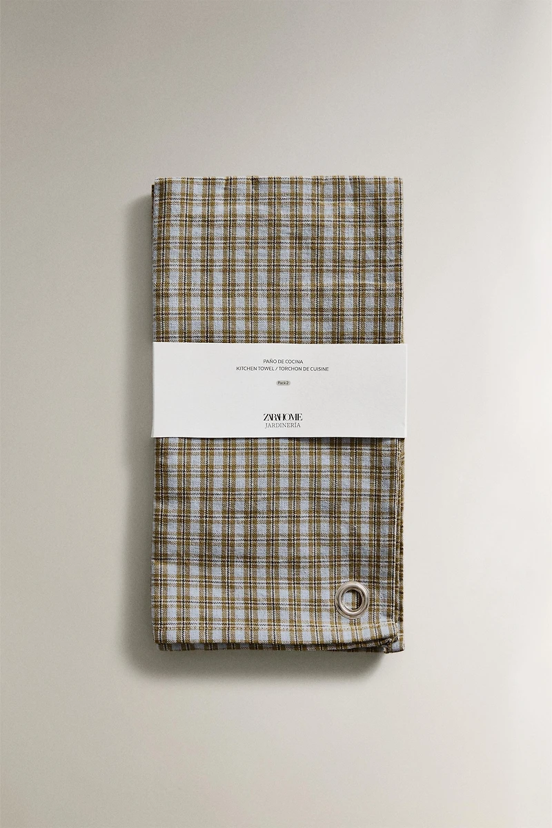 PACK OF CHECKED COTTON KITCHEN TOWELS (PACK OF 2)