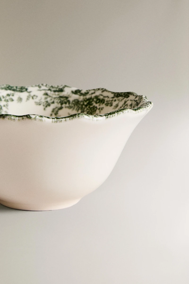 FLORAL EARTHENWARE SNACK BOWL