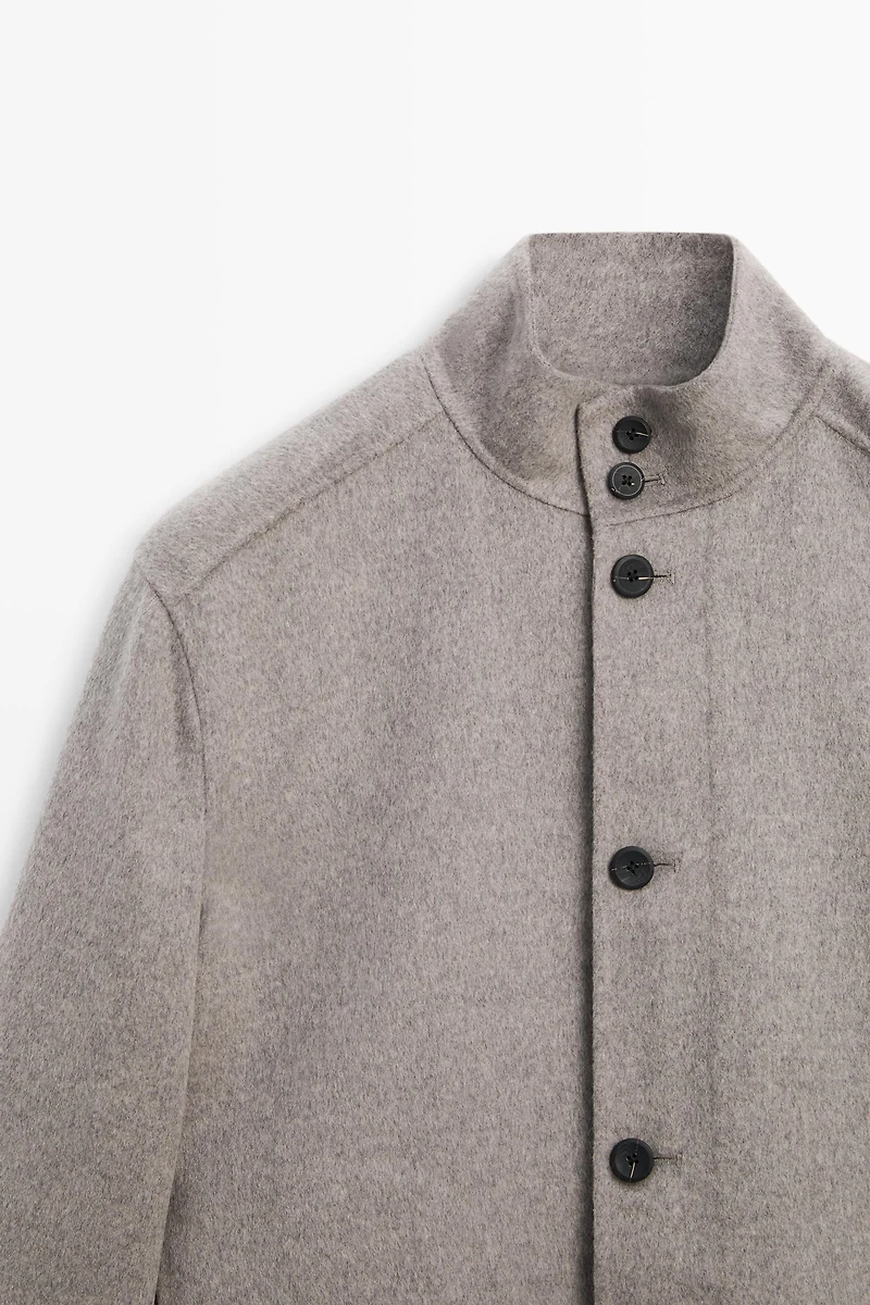 Wool blend high neck double fabric jacket