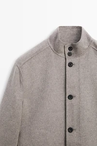 Wool blend high neck double fabric jacket