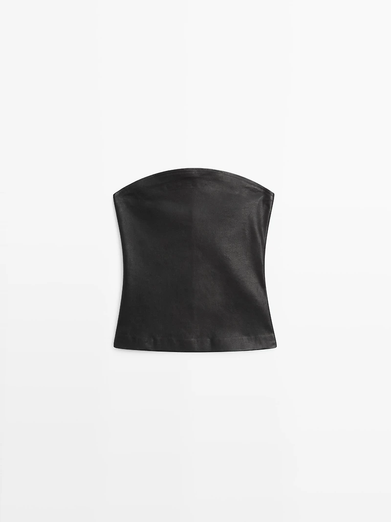 Top bustier en cuir nappa