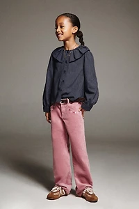 VELVET EMBROIDERED FLORAL PANTS