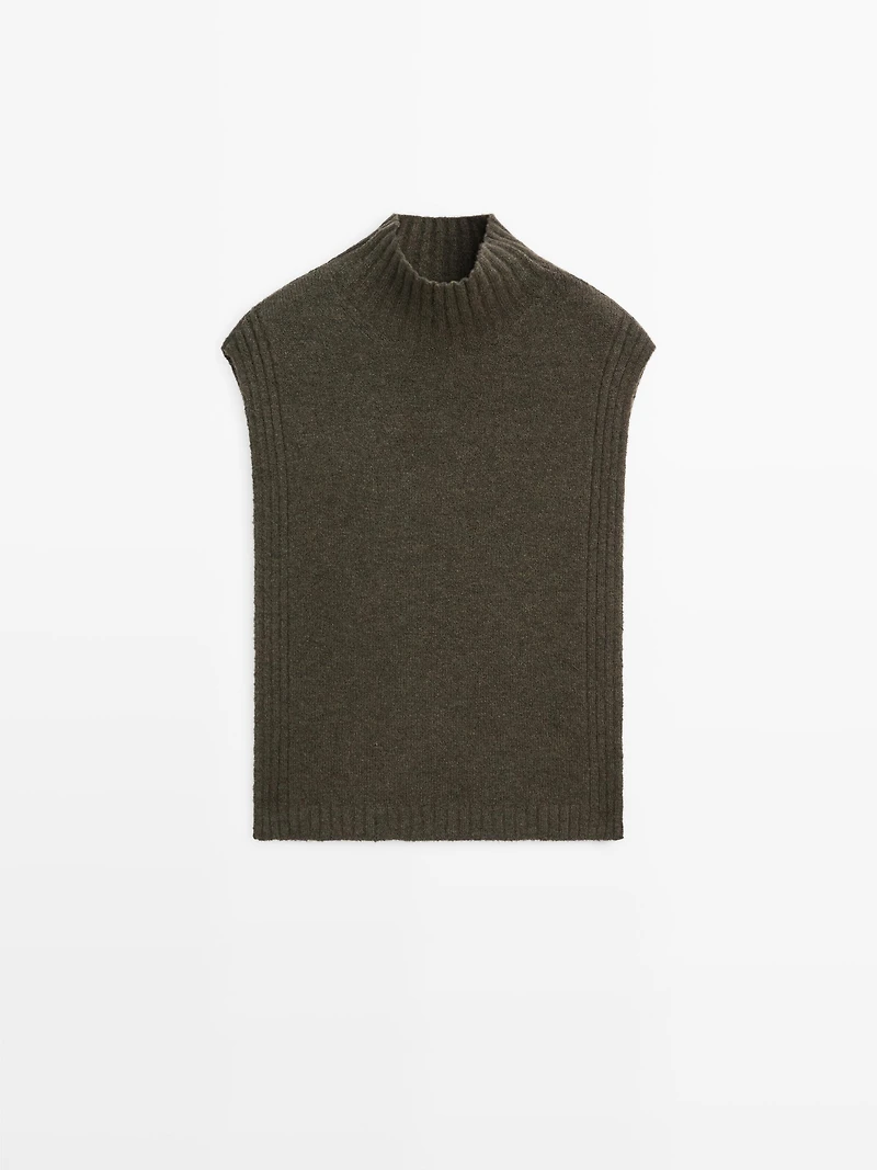Sleeveless high neck sweater