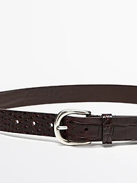 Ceinture gravée en cuir nappa