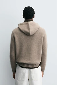 100% WOOL HOODED SWEATER