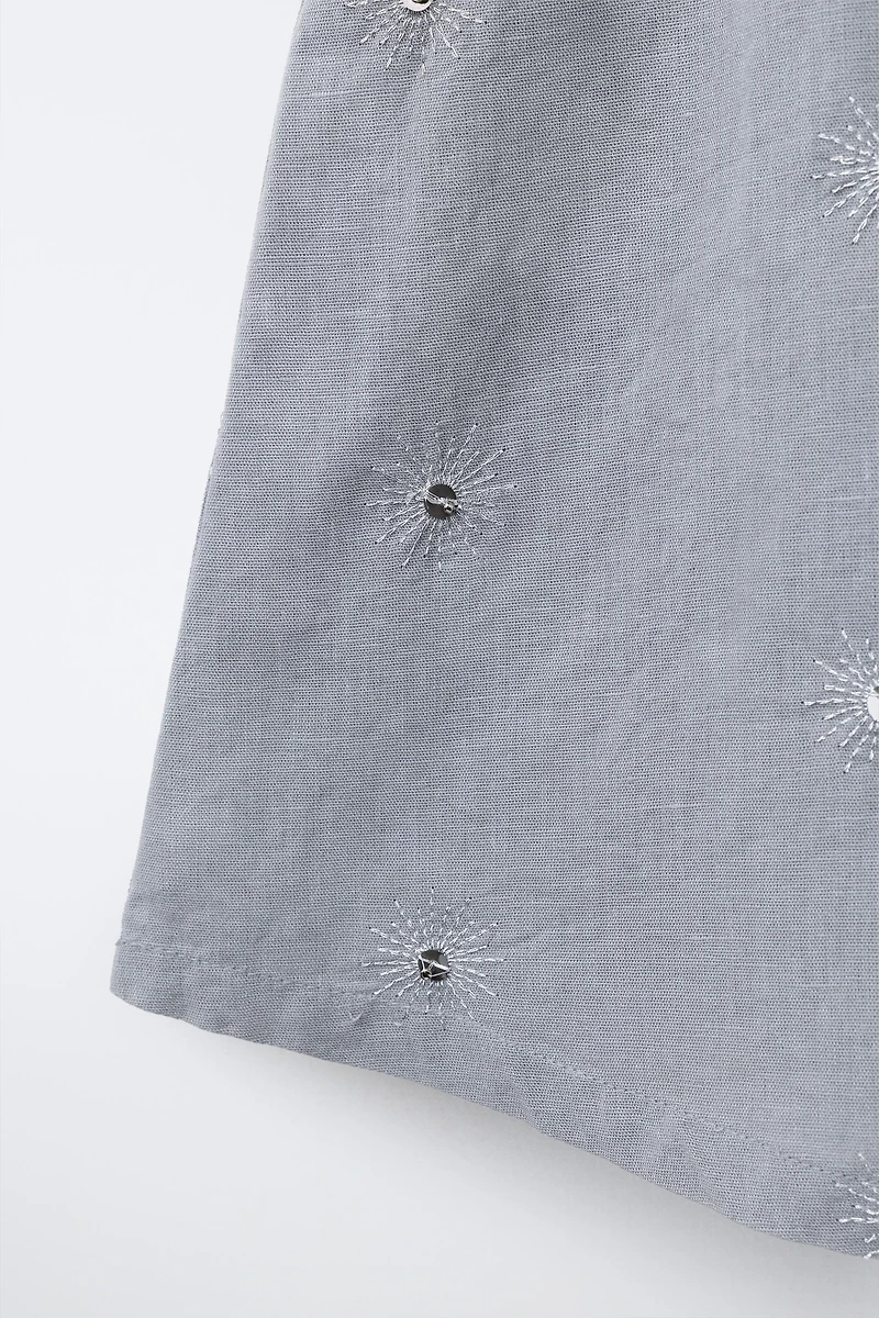 TOP HALTER PAILLETTES COTON ET LIN