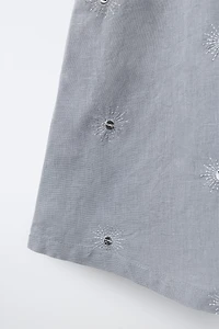 TOP HALTER PAILLETTES COTON ET LIN