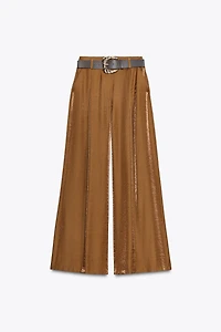 PANTALON LARGE SATINÉ CEINTURE